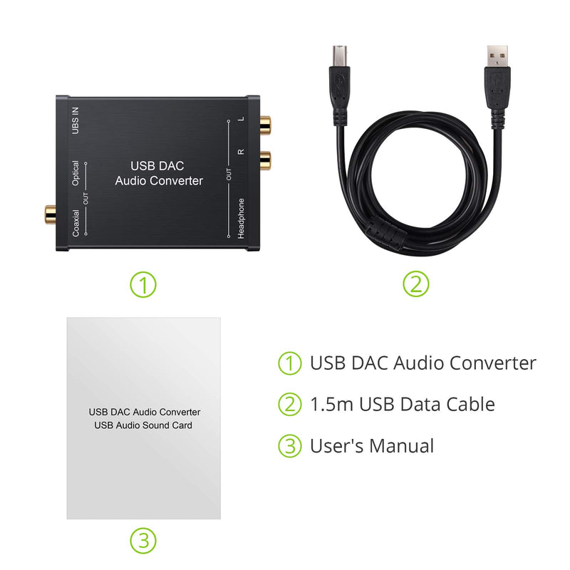 LiNKFOR USB to SPDIF Coaxial RCA and 3.5mm Headphone Jack Converter - Optical Audio Adapter - PCM for Windows, Mac, PS4, PS3 USB DAC