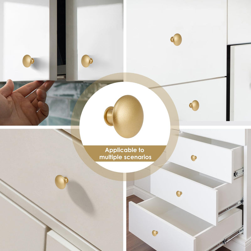 50 Pack Gold Round Cabinet Knobs 1-1/6 Inch (30mm) Drawer Knob Bulk Set/Hollow Inside/Lightweight Cabinet Rustproof Dresser Knobs with Screws Modern Decorative for Kitchen Cabinets Dresser 50 Pack