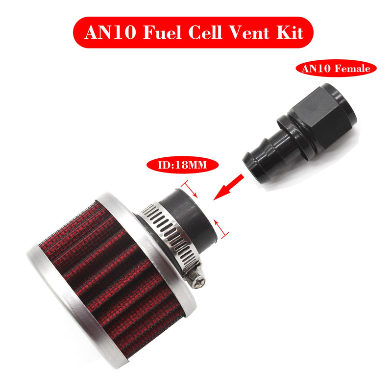 Fuel Cell Breather/Vent -10 AN Female Fitting with Filter Rebuild Kit AN10