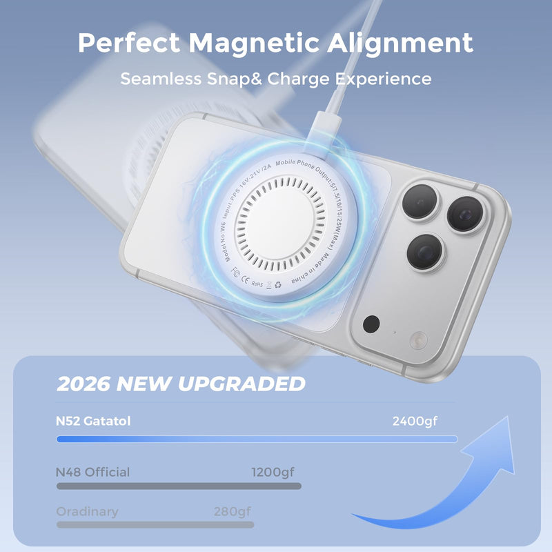 MagSafe Charger 25W Magnetic Wireless Charger Charging Pad with 30W Adapter | 30W USB C adapter and 4.2FT Type C cable, compatible with iPhone 17/16/15/14/13/12 Series and AirPods 4/3/2/Pro
