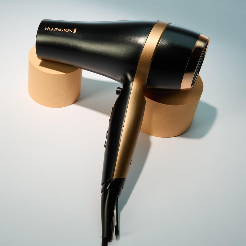 Remington Hair Dryer Gift Set, 2000W, Ceramic Ionic Grille, Black | Includes Concentrator, Diffuser, 3 Heat & 2 Speed Settings, Cool Shot, Premium Storage Bag, Round Brush
