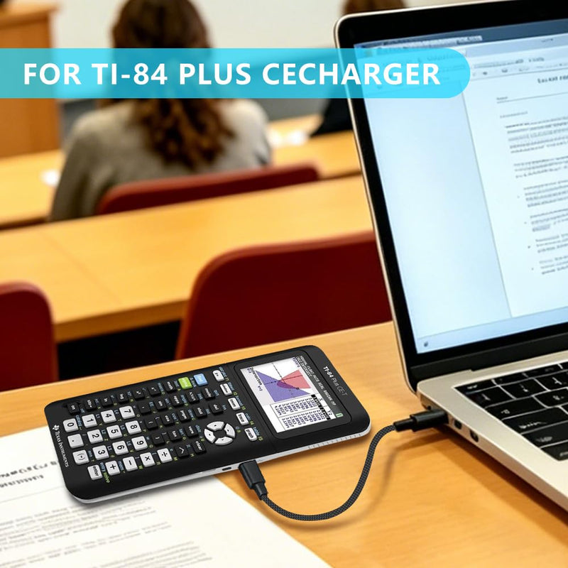 Charger 1-Pack USB-C Charging Cable Adapter, Compatible with TI-84 Plus CE, TI-84 Plus C Silver Edition, TI 89 Titanium, and TI Nspire CX/TI Nspire CX CAS Graphing Calculator