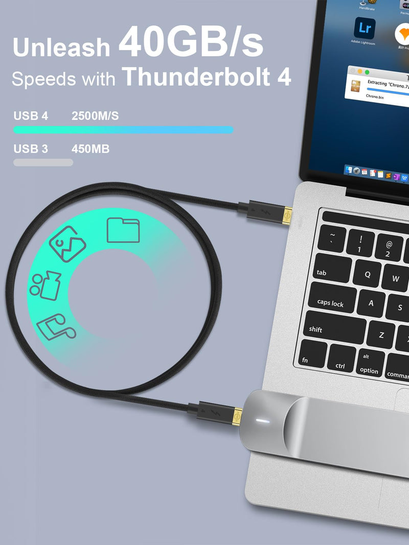 Thunderbolt 4 Compatible USB-C Cable - 240W Charging, 40Gbps Data & Video Transfer, Supports 8K Resolution, Ideal for MacBook Pro, Docking Stations, USB 4 & 3 Devices Golden Interface 2.6FT