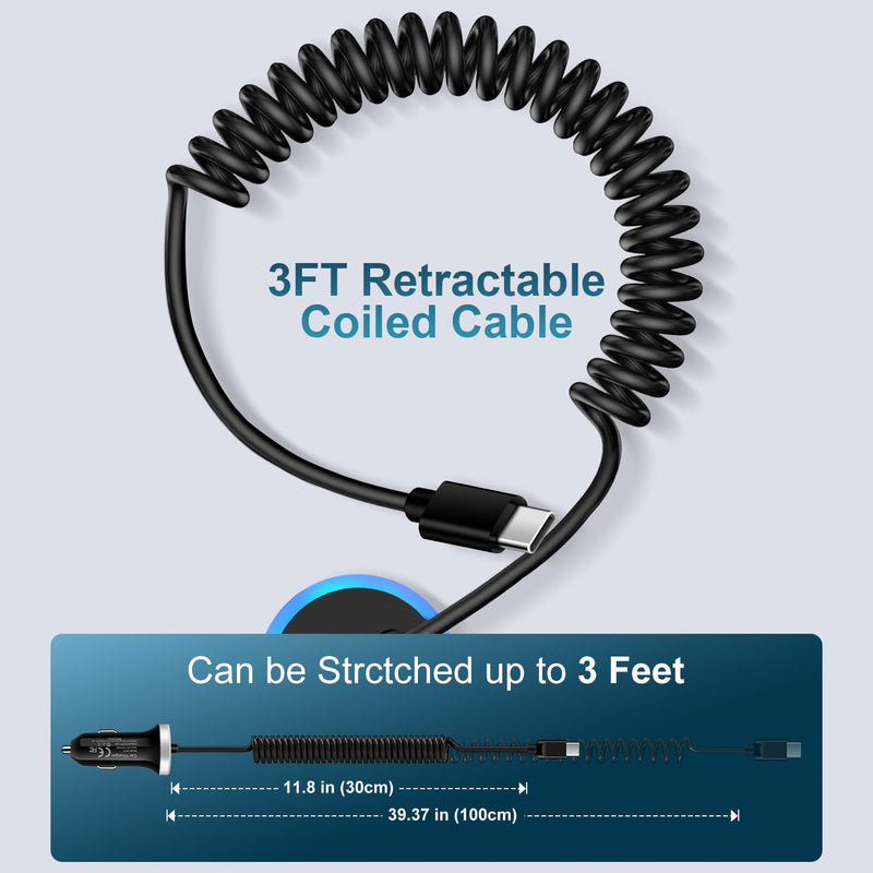 for Samsung S26 Ultra USB Car Charger Fast Charging forSamsung Galaxy S26 S26+ S25 Ultra S25 FE S24 Ultra S23 S22,USB A Car Charger + 3FT Coiled USB C Cable for Galaxy A56 A55 A36 A35 A26 A25 A16 A15
