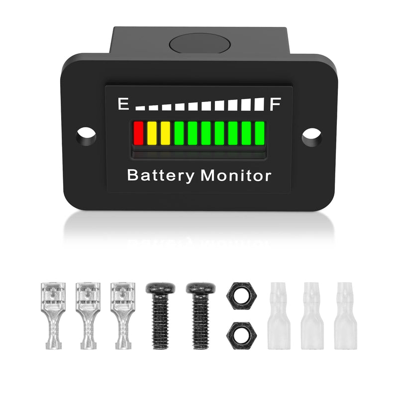 BM210 12V 24V 36V 48V 60V 72V Battery Meter, Waterproof LED Battery Voltage Display Acid&Lithium Battery Gauge Meter for Golf Cart EZGO Club CAR and Most Car(BM210) BM210