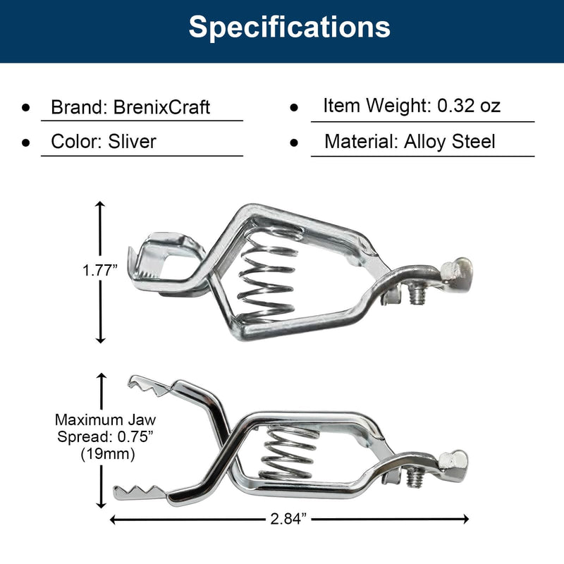 25A Heavy Duty Alligator Clips (10 Pack), BU-24APN Metal Test Clamps with Strong Spring Grip and Screw Terminal, for Automotive and Electrical Testing 10
