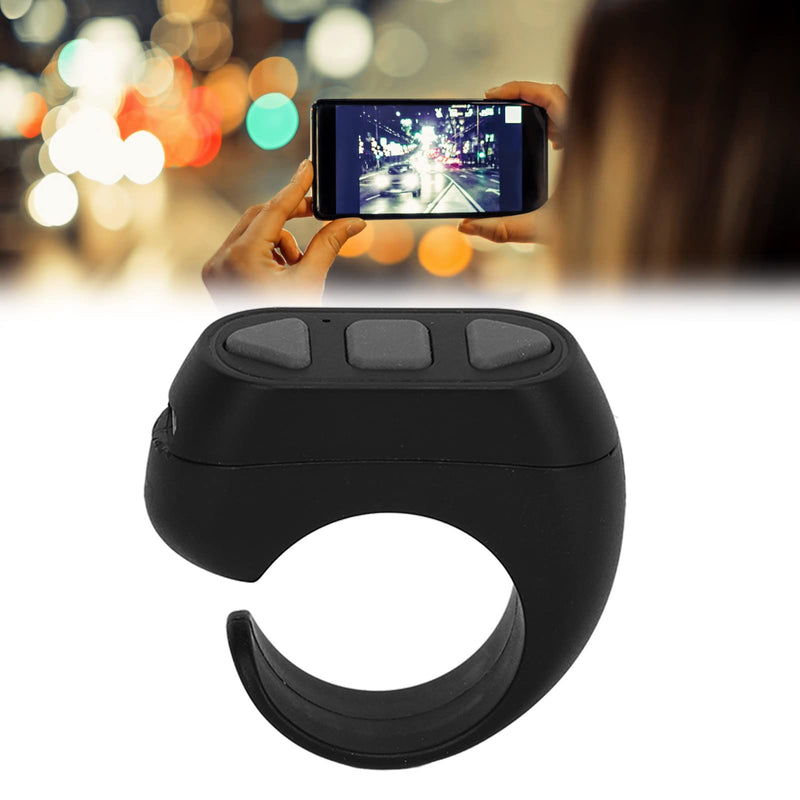 Page Turner, Bluetooth Remote Control Page Turner TikTok Remote Scrolling Ring Clicker, Video Scrolling Ring Camera Shutter Remote for Cell Phone (Black) Black