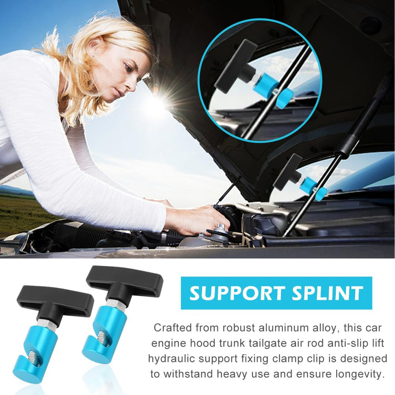 2PC Lift Support Clamps, Hood Lift Clip, Car Hood Strut Fixing Prop, Car Rod Retaining Holder Tool, Blue, Universal Portable Automotive Accessories for Most Vehicles