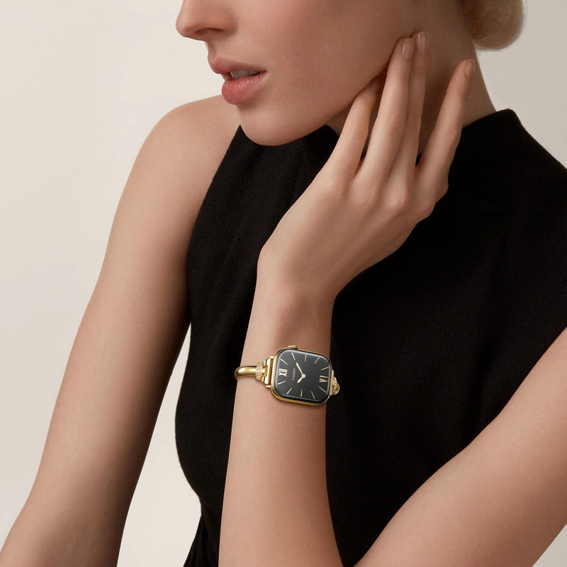 Slim Bracelet for Apple Watch Bands for Women 38/40/41/42/44/45/46/49mm | for iWatch Series 3 4 5 6 7 8 9 10 11 SE Ultra, Crystal Connector, Daily & Dressy Wear, Jewelry Style, 316L Stainless Steel Gold 38/40/41/42mm(Series 11/10)