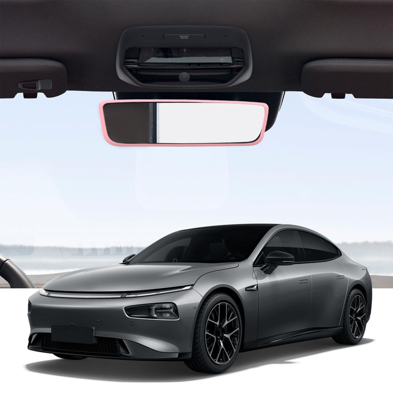 Car Rear View Mirror Protector Frame, Silicone Auto Rearview Edge Protection Cover Compatible with Model 3 Model Y, Interior Rear View Trim Frame Decoration, Car Accessories (Pink) Pink-1PCS