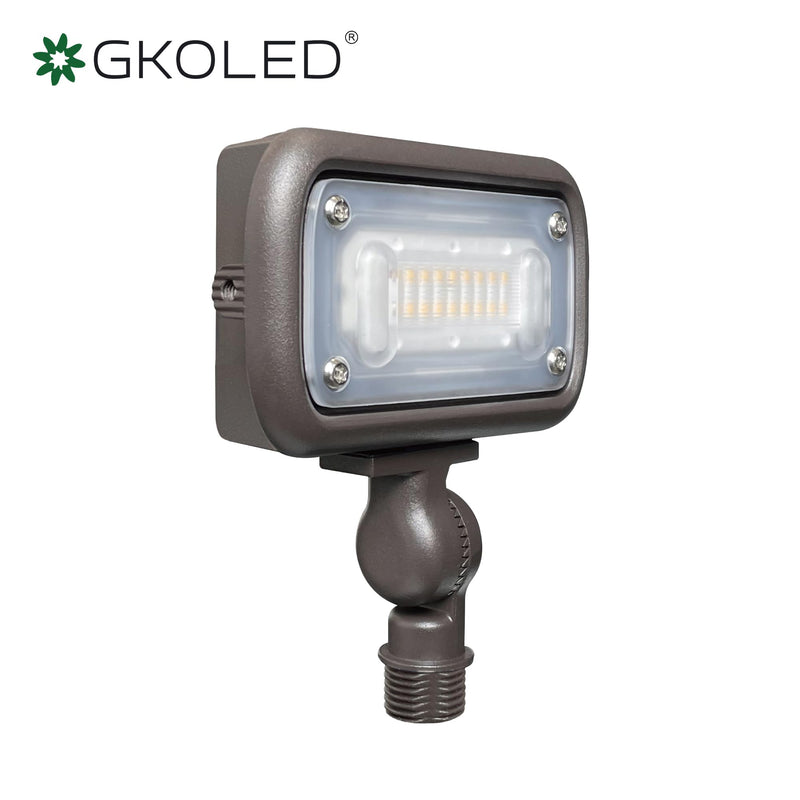 GKOLED 7W Outdoor LED Low Voltage Landscape Lighting Flood Light, 2700K, 550Lumen, 9-15V AC/DC, 1/2" Adjustable Knuckle Mount Square (no shield) 7W 1-PACK