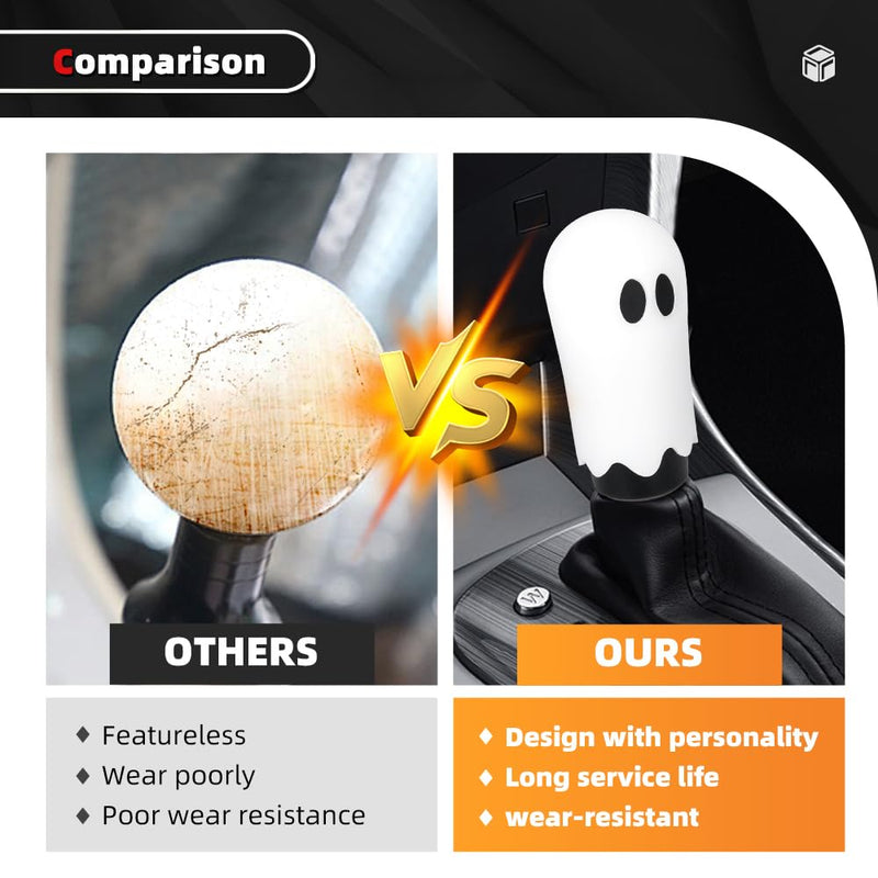 muge racing Ghost Shift Knob, Aluminum Weighted Automotive Gear Shift Manual knobs Lever with 3 Threaded Adapters M8 M10 M12 x 1.25, Universal for Vehicle Funny Cool Spooky Car Accessories (White) White