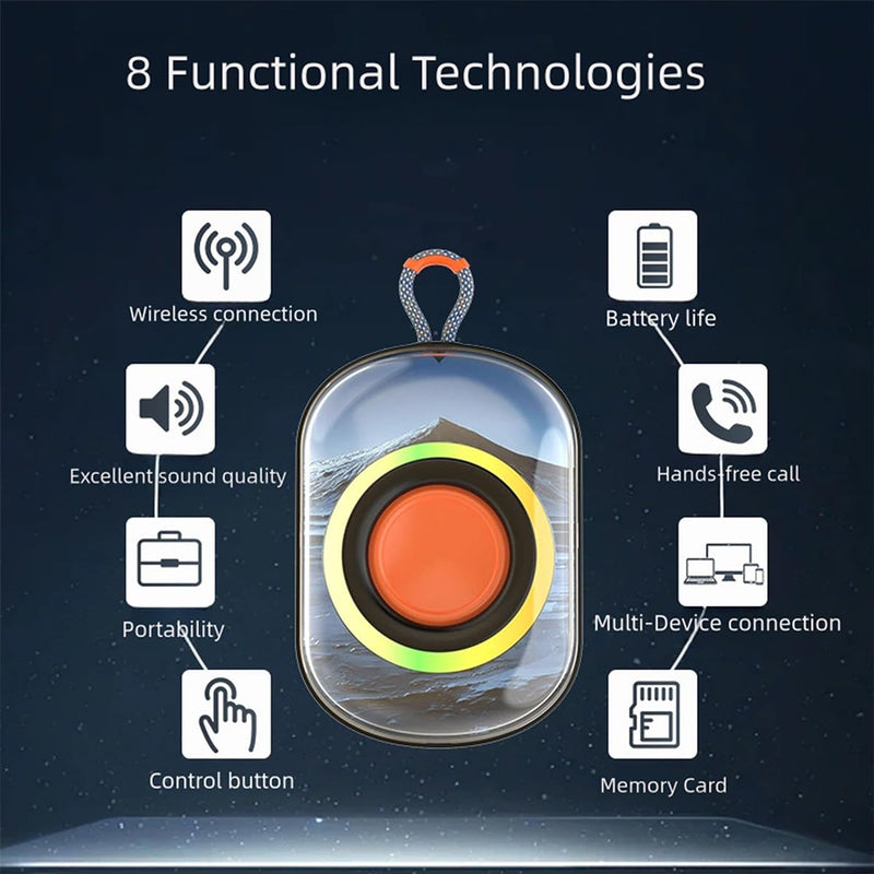Wireless Bluetooth Portable Speaker with Multi LED Light Dynamic Modes, Outdoor Bluetooth Speakers, Lightweight for Party, Outdoor, Camping. (B2 Landscape, Black)