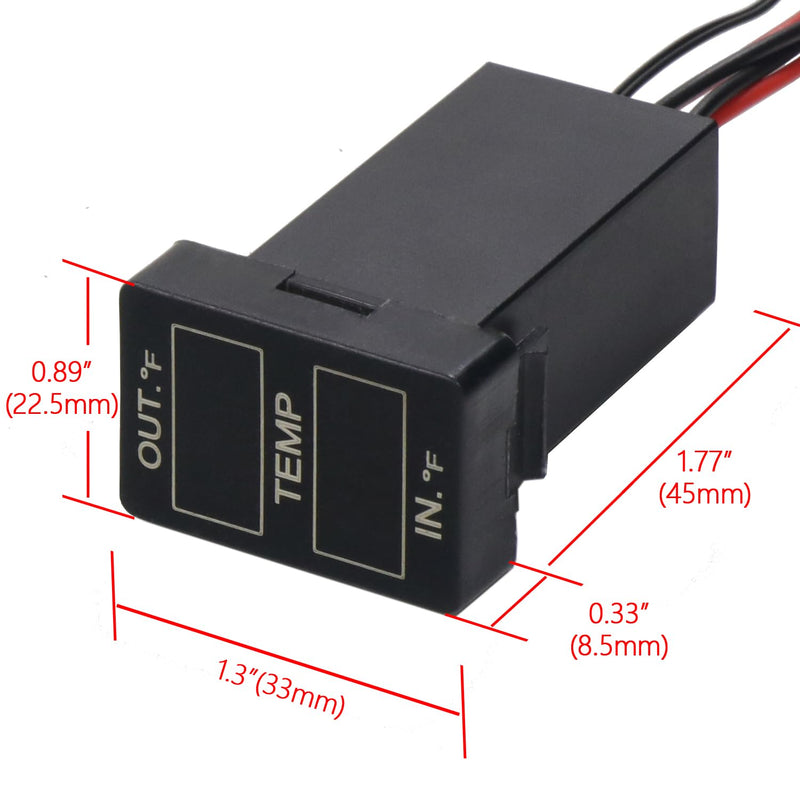 Car Internal and External Temperature Display, Fahrenheit Temperature, Dual Temperature Sensors Use for Toyota (Type A) Type A (Imperial) 1