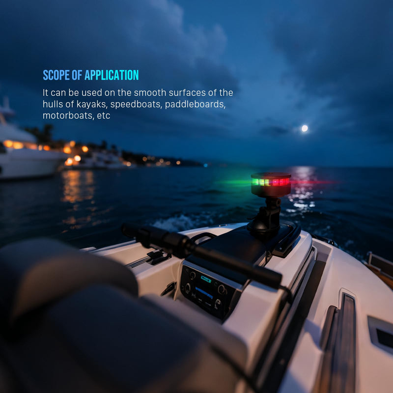 GOODSMANN Kayak Lights for Night Kayaking Portable LED Stern Light with Suction Cup Base Red & Green Lamp Battery Powered (3×AAA, Not Included)