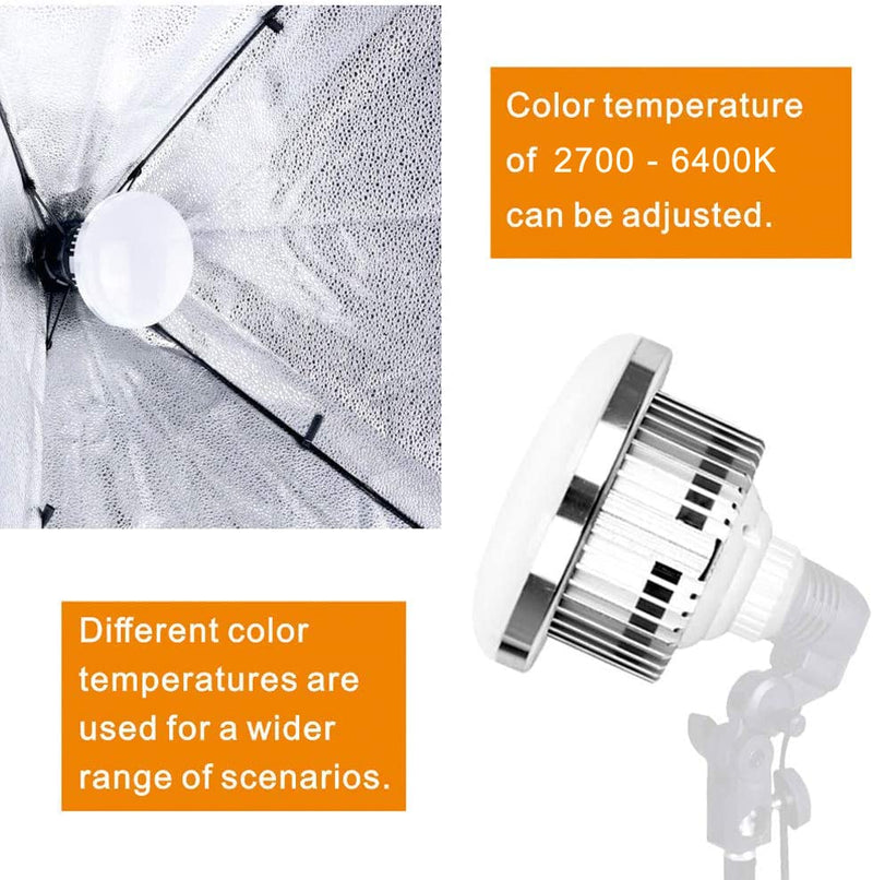 Skytex 2Pack 85W Photography Light Bulb 2700-6400K Colour Temperatures Dimmable Tricolor LED Bulbs Softbox Bulb in E27 Socket for Photography Photo Video Studio Lighting Softbox 2 pack led85w