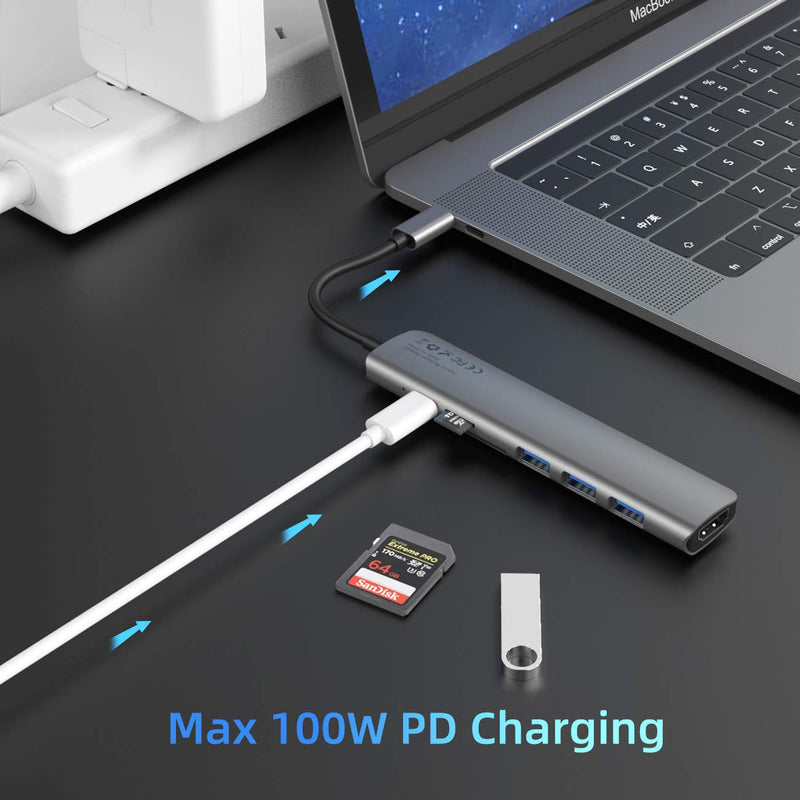 WALNEW 7 in 1 USB C Hub & USB 3.0 to Ethernet Adapter Bundle