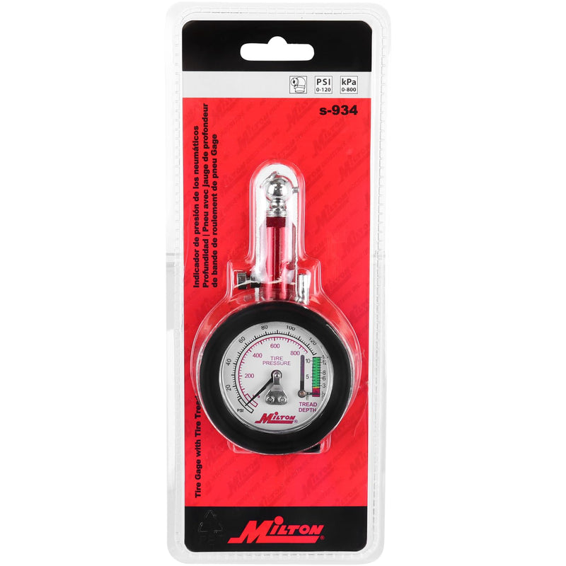 Milton (S-934) Dial Tire Pressure Gauge - Single Head Tire Tread Depth Gauge