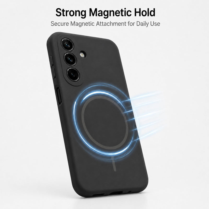 Magnetic for Samsung Galaxy A17 5G Case, Silicone Phone Case with 2 Screen Protectors, Integrated Raised Camera Protection, Shock-Absorbing Drop Protection, Black
