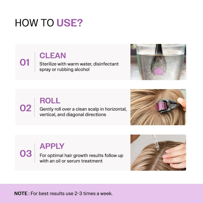 Bare Anatomy Derma Roller for Hair Growth | 0.25 mm with 540 Titanium Micro Needles | Stimulates Hair Follicles & Improves Scalp Circulation