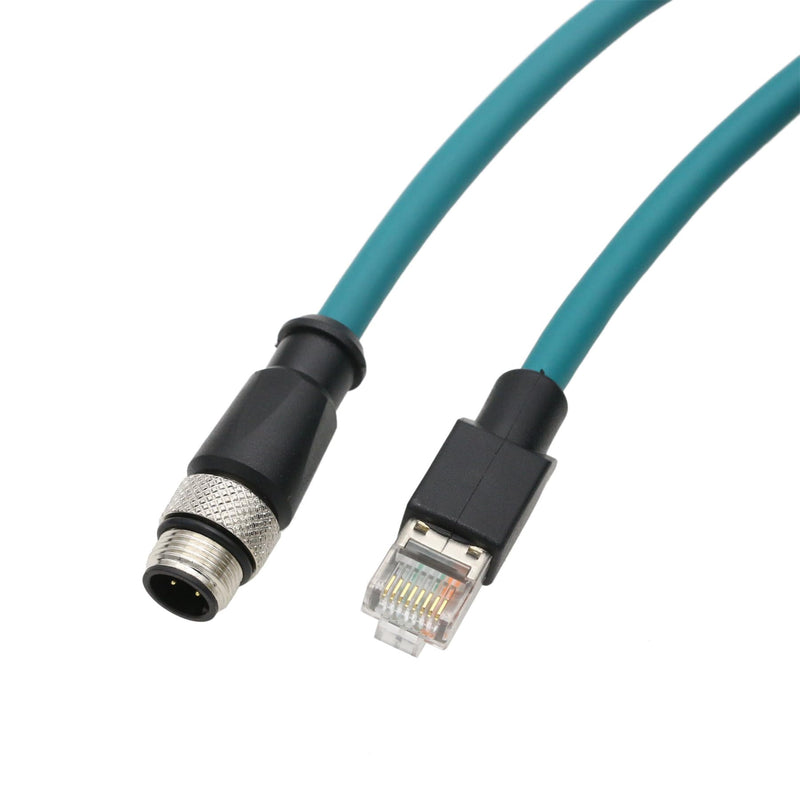 HangTon Ethernet M12 4 Pin D-Coded to RJ45 Cable for Keyence Sick Machine Vision Sensor Reader Barcode Scanner, Profinet Network 1m