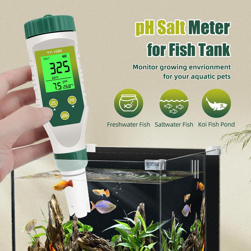 PH Meter & TDS Meter 5 in 1 Water Tester pH/TDS/EC/Salt/Temp Meter,PH Meter for Water with LCD Backlit,pH Tester Digital for Drinking Water. 5-1