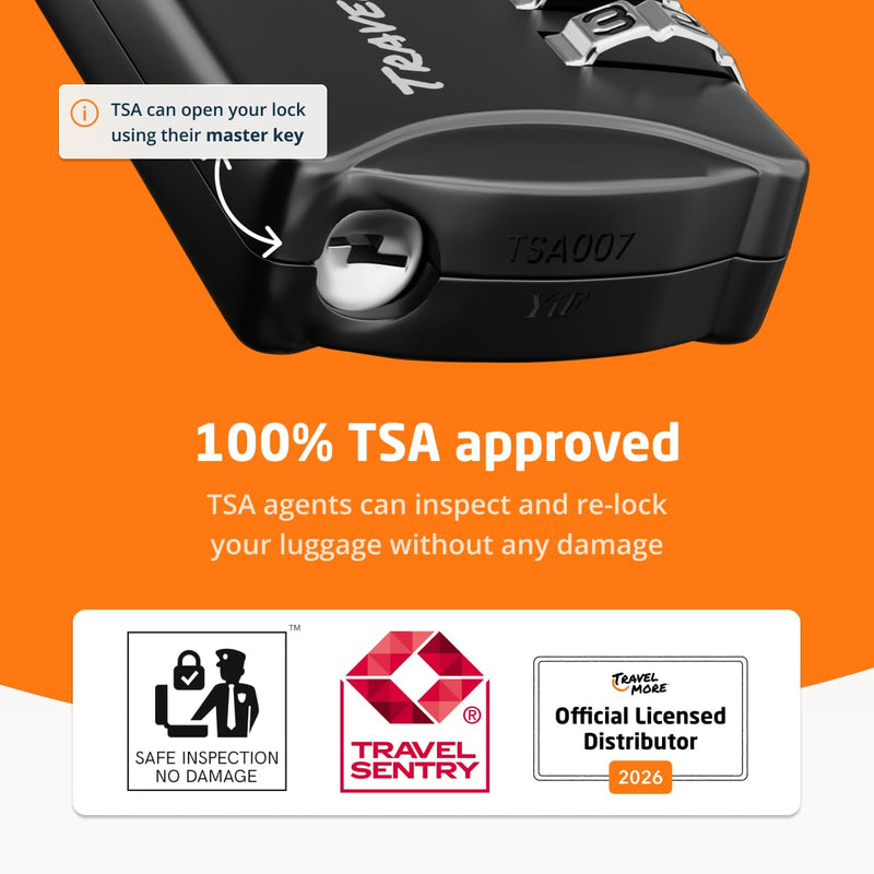 Luggage Locks TSA Approved, 4-Digit Travel Combination Locks | TSA Accepted, Easy to Use, Compact, Lightweight, Durable, Zinc Alloy Body, for Suitcases, Backpacks, Zippers, 5-Pack, Black 5 Pack