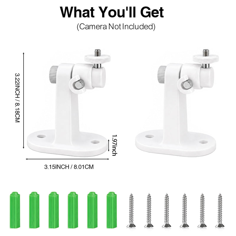 2Pack Camera Wall Mount Bracket for Ring Stick Up Cam Ring Outdoor Cam Plus Indoor Cam,360° Adjustable Wall Bracket with Perfect View Angle for Home Security Camera System (White)