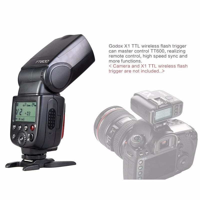 GODOX TT600 Camera Flash for Canon Nikon Pentax Fujifilm Olympus Panasonic Pentax Cameras,Built-in Godox 2.4G Wireless X System,Convenient LCD Panel,Master/Slave GN60 Flash,0.1-2.6s Recycle Time