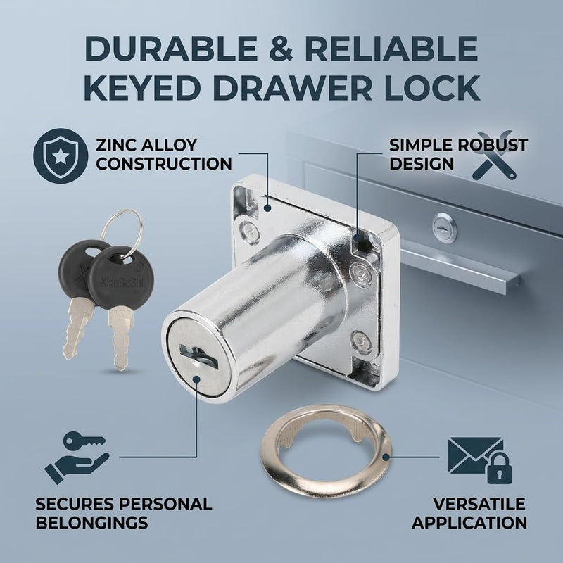 Lock Body,3-Pack Cylinder Cam Drawer Lock Desk Wardrobe Cabinet Locker Furniture Hardware Lock with 3 Keys