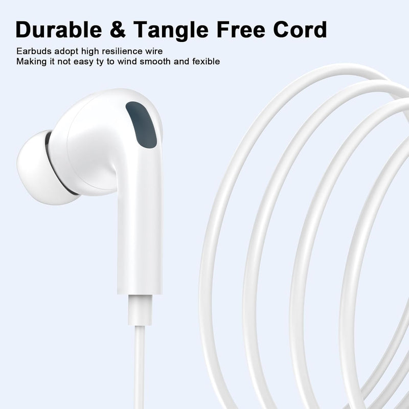 [Apple MFi Certified] USB C Headphones for iPhone 17 16 15,Wired Earbuds with Mic & Volume Control,Noise Cancelling Type C Earphones in-Ear for iPad Pro/Air,Galaxy S25 26 Ultra,Pixel 9,MacBook 2Pcs Creamy white