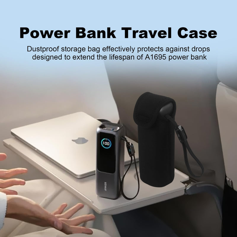 Sleeve Travel Case for Power Bank A1695 25K 100W | Rugged Neoprene Construction Sleeve Travel Bag for with Portable Lanyard (Case Only ) Black