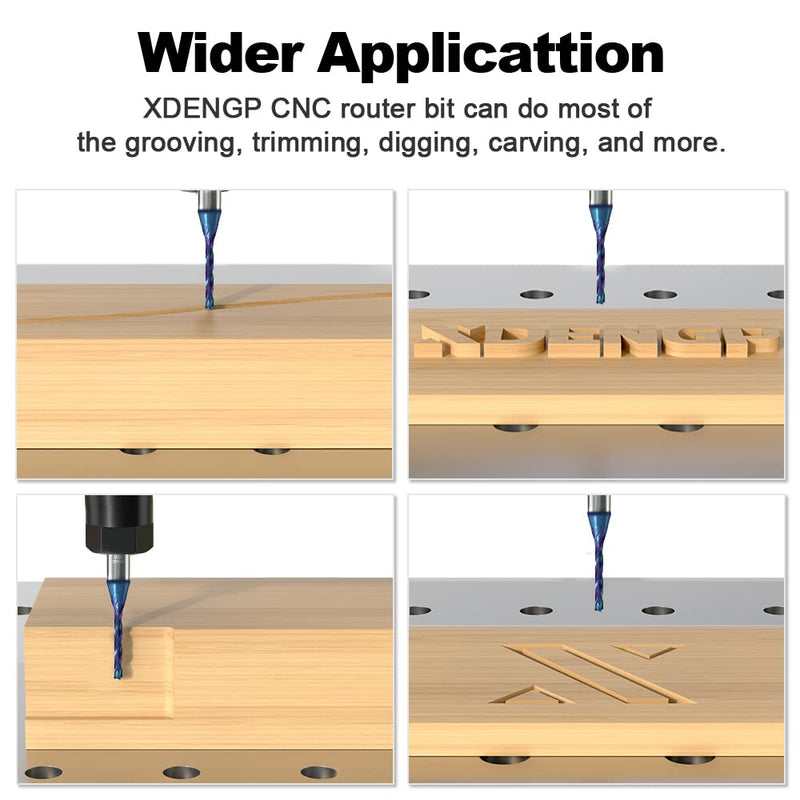 3 Flute Up&Down Cut Compression Spiral Router Bit for CNC, 1/16" Cutting Diameter, 1/2" Cutting Length 1/4" Shank with NACO Coated Carbide End Mill for Wood Carving Engraving Grinding Grooving Compression Cut 3 Flute - 1/16" Cutting Diameter