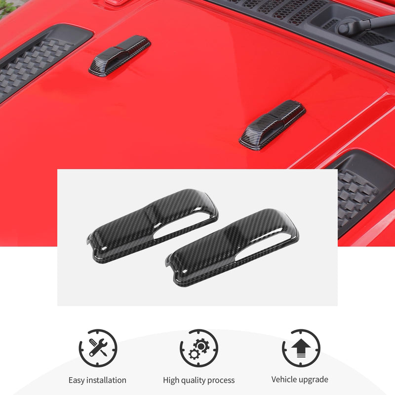 CheroCar JL JT Engine Hood Hinge Cover Decoration Cover Stickers Exterior Accessories for Jeep Wrangler JL 2018-2025+, for 2020-2025+Jeep Gladiator JT (Carbon Fiber) Carbon Fiber