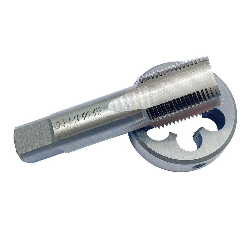 3/4"-14 NPS tap and die, 3/4"-14, 3/4"-18, HSS Tap And Die Set UNF Machine Thread Tap And UNF Round Thread Die Right Hand (3/4-14 NPS)