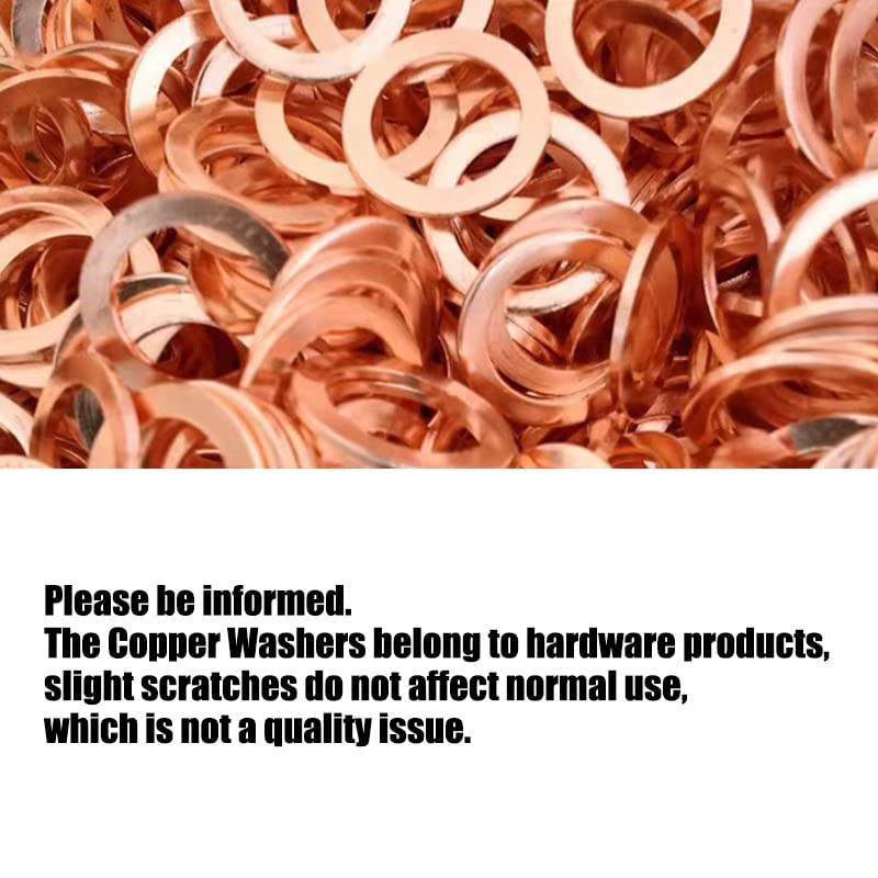 Joywayus Copper Washer Assortment Set, 330 Pieces 12 Sizes Copper Metric Sealing Washers Flat Washer Kit 12size-300PCS