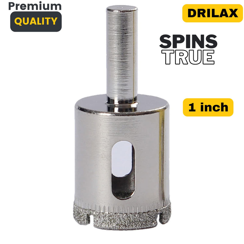 Drilax Diamond Drill Bit Set | 8-Piece Hole Saw Kit (3/8" to 1-3/4") for Ceramic, Porcelain, Glass, Granite & Tile | Standard 3/8" Shank, 1-1/8" Depth | Versatile Wet Drilling Tool
