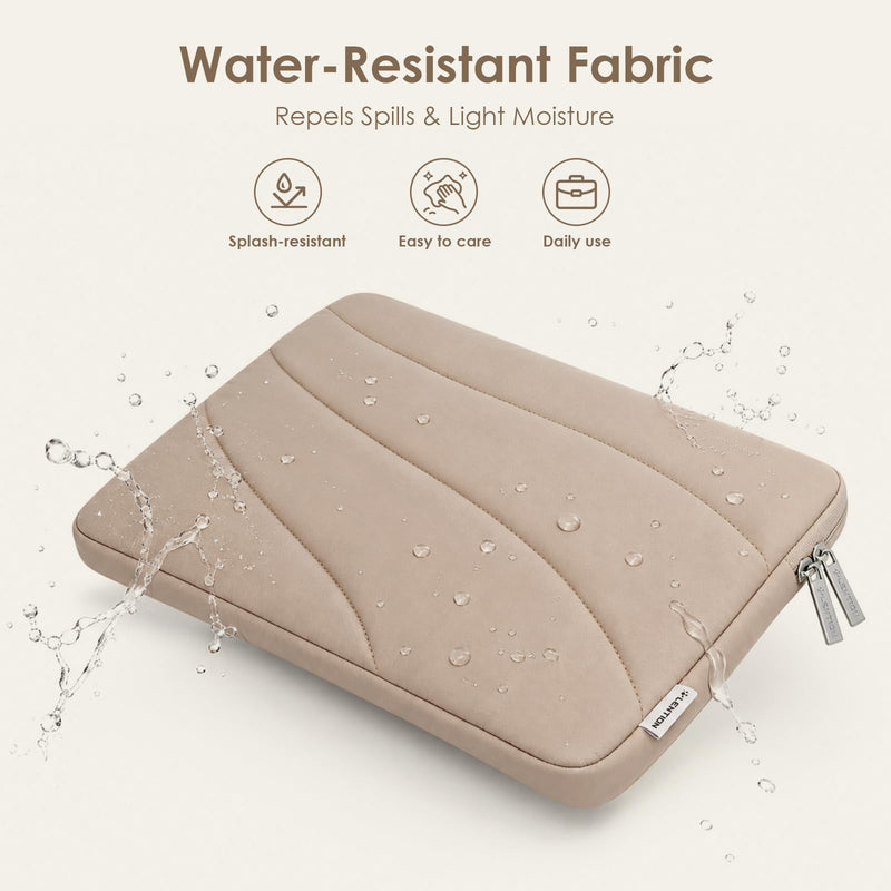 LENTION 14in Cloud Puffy Laptop Sleeve Water-Resistant Shock-Absorbing Case | Velvet Inner Lining, Slim Portable Design, Minimalist Camel Compatible with 13-14 Inch Laptops for Daily Commute Travel