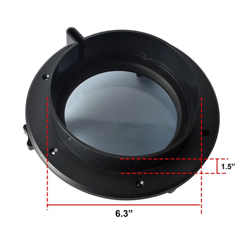 Amarine Made Boat Yacht Round Opening Portlight Porthole 8.5" Replacement Window Port Hole - ABS & Clear Tempered Glass - Black