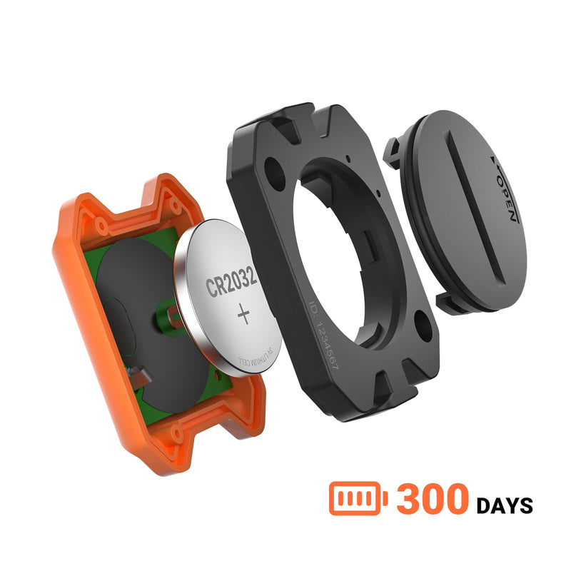 moofit Cadence Speed Sensor, Bluetooth & ANT+ Wireless RPM Cycling Spin Bike Cadence Sensor for Wahoo/Coosporide/Rouvy/Peloton, IP67 Waterproof, Orange Speed and Cadence Sensor