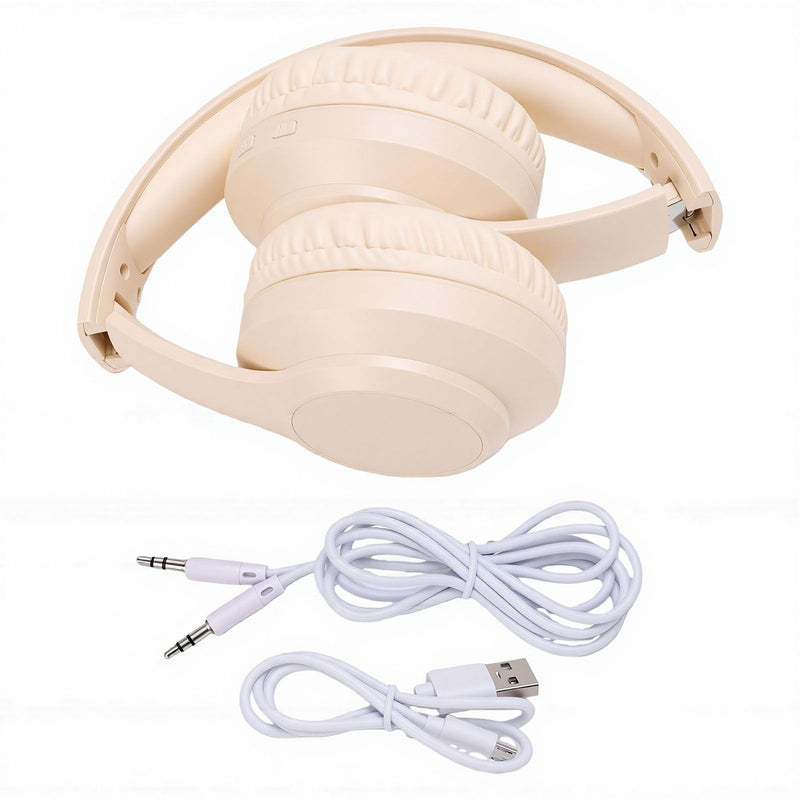 Tangxi Portable Personal FM Radio Headphones with Best Reception, Rechargeable & Foldable, FM Radio Ear Muffs Wireless Headset for Jogging, Mowing, Cycling, Meeting (Creamy White)