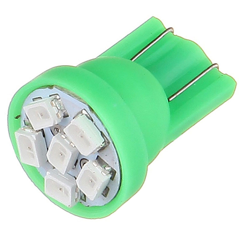cciyu 194 Extremely Bright:LED Bulbs Interior Lights T10-6-3020-SMD Dashboard Gauge Light Speedometer Odometer Tachometer LED light Instrument Panel Light Wedge T10 168 2825 W5W Green Pack of 5