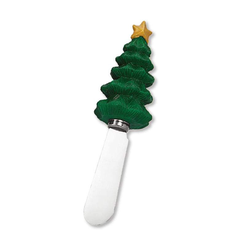UPware Christmas Themed Cheese Spreaders, Hand-Painted Resin Handles with Stainless Steel Blades for Spreading Cream Cheese, Butter, and Jam, Assorted Designs, Set of 4