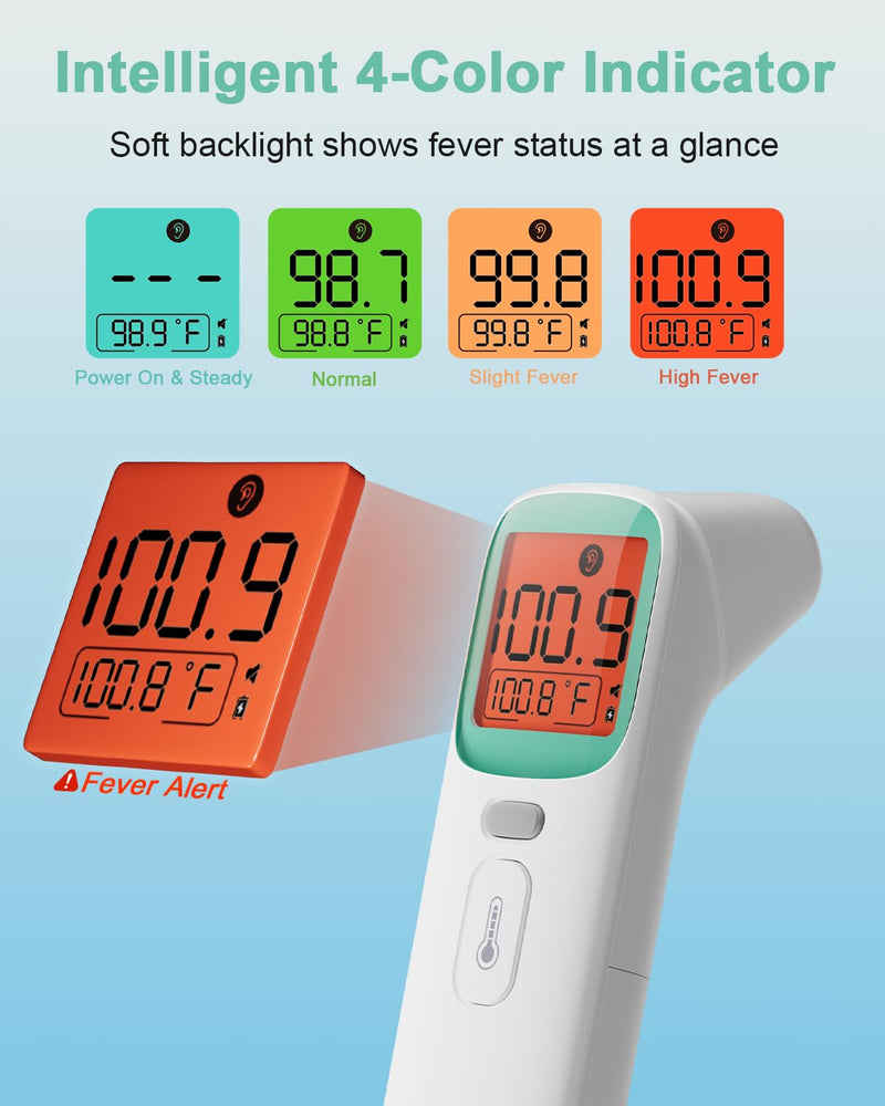 Ear Thermometer for Kids and Adults - Baby Thermometer FSA-HSA Eligible, Digital Infrared Thermometers 1S Reading, Accurate Forehead Termometro with Fever Alarm, 40 Memories (Green 1 Pack) Green