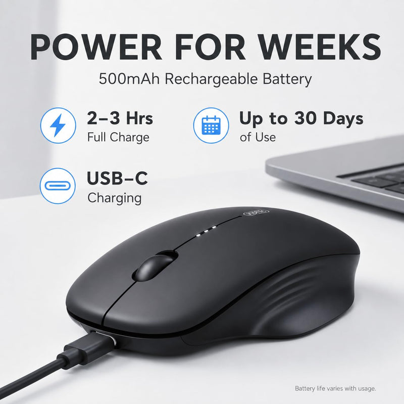 INPHIC Wireless Mouse for Laptop, 2.4G Rechargeable Computer Mouse 2400DPI | Quiet Office Cordless USB Mice with Nano Receiver Lightweight Adjustable DPI, Portable Travel Slim Mouse for PC, Mac, Tablet