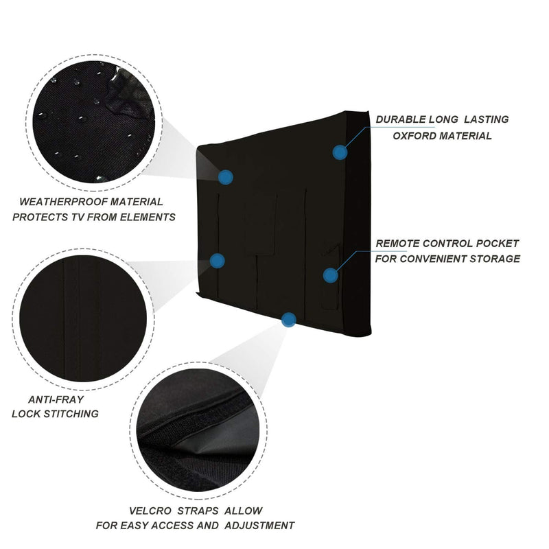 iBirdie Outdoor Waterproof and Weatherproof TV Cover for 28 to 32 inch Outside Flat Screen TV - 600D Thick Fabric TV Screen Protector Size 29''W x 19''H x 5.5''D for 28'' - 32'' LCD LED 28-32 inches Black