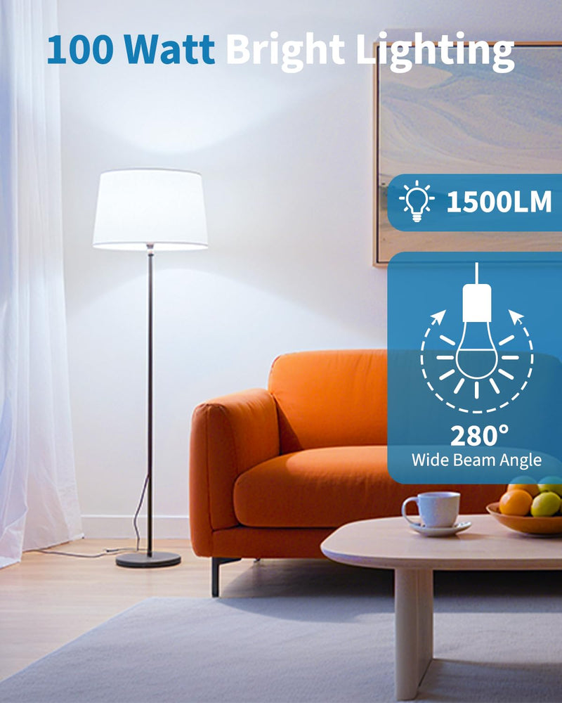 TJOY 20 Pack LED Light Bulbs, 100 Watt Equivalent A19, 5000K Daylight LED Bulbs, 15W Bright White Light Bulbs, Energy Saving Light Bulb with E26 Standard Base, 1500 Lumens Non Dimmable Lamp Bulb Daylight White