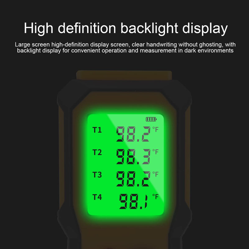 4-Channel K-Type Temperature Thermometer with LCD Backlight Measurement Range- 328℉-2501℉,YMZMeter Data Logger Comes 4 PCS Thermocouple Probe Sensor -104℉-752 ℉ 9V Battery Included. Yellow