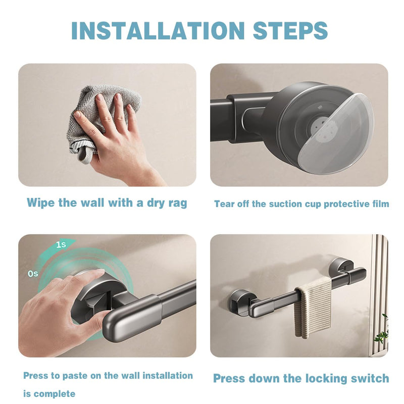 Suction Cup Grab bar for Shower，Suction Grab Bars for Showers，Bathroom Shower Grab Bar, Suction Cup Mount, Removable Shower Grab Bar, Gray, 2PCS Gray 30cm 2pcs