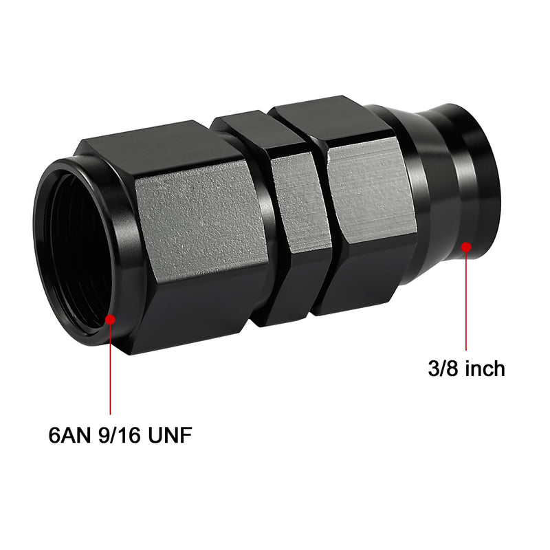 EVIL ENERGY 6AN Female Flare to 3/8" Compression Hardline Fitting Aluminum Black 2PCS 6AN to 3/8